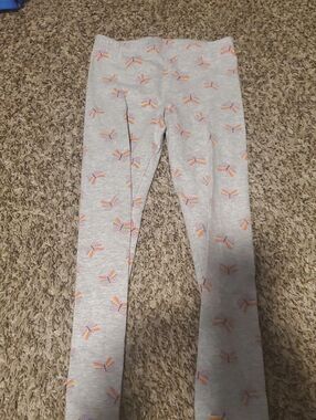 Cat & Jack Gray Leggings with Pink and Orange Bow Pattern